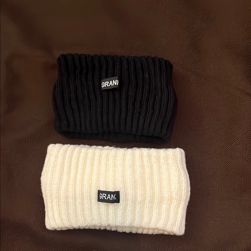 GRANK Black and Cream Ribbed Headbands